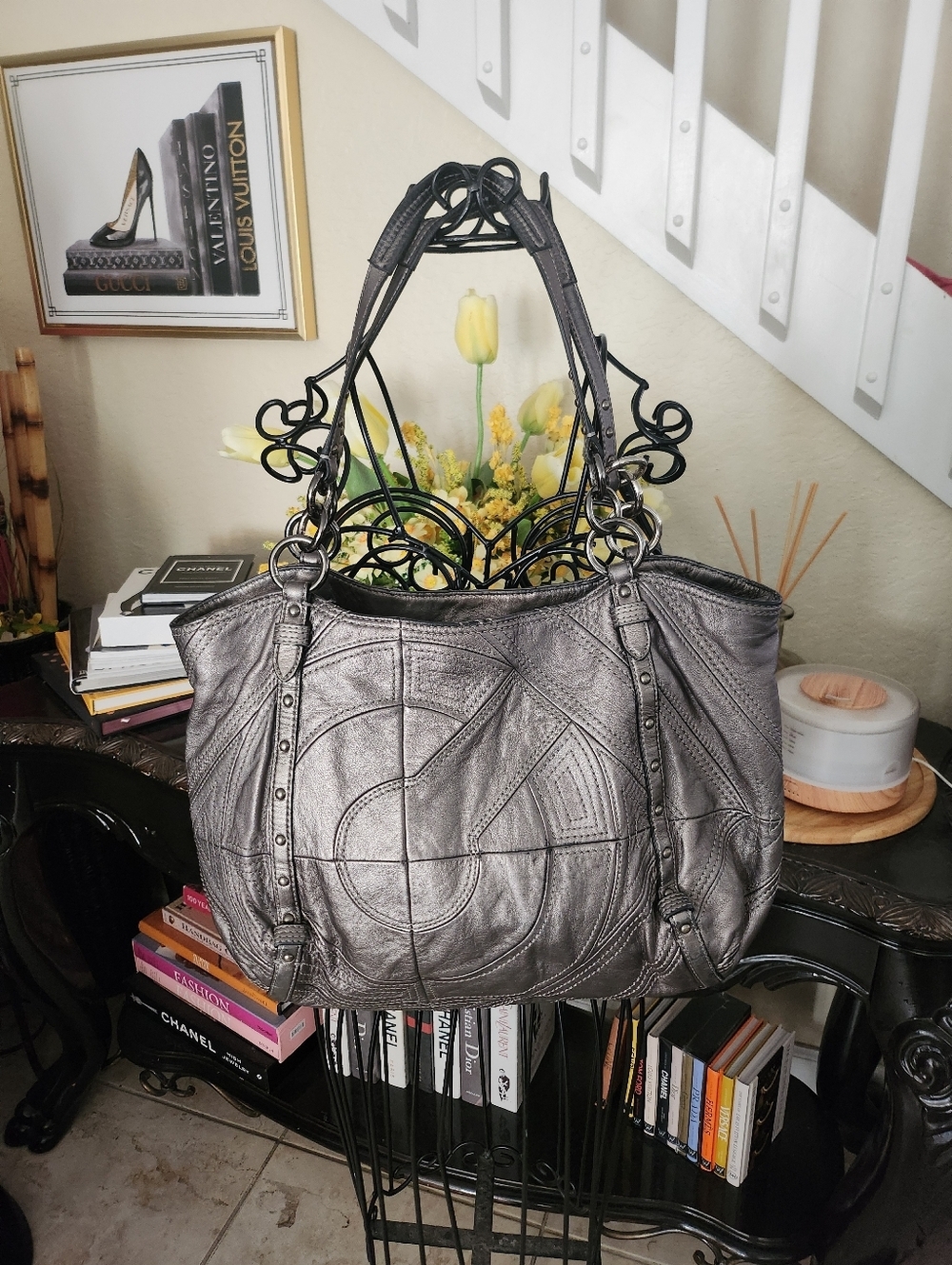 Coach Alexandra metallic leather shoulder bag